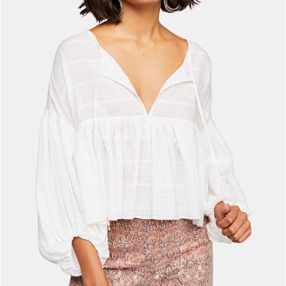 Free People Beaumont Mews Cropped Peasant Top